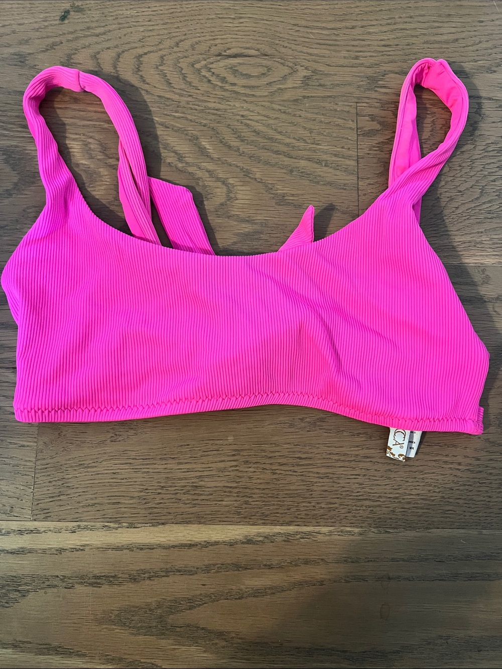 BECCA Hot Pink Ribbed Sports Bralette